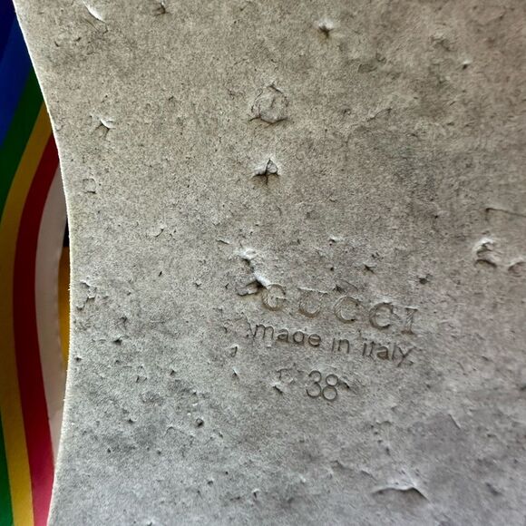 Gucci Peggy Rainbow Platform Sneakers EU 38 US 8 Gold Lace Up Slatform Shoes - Picture 13 of 16